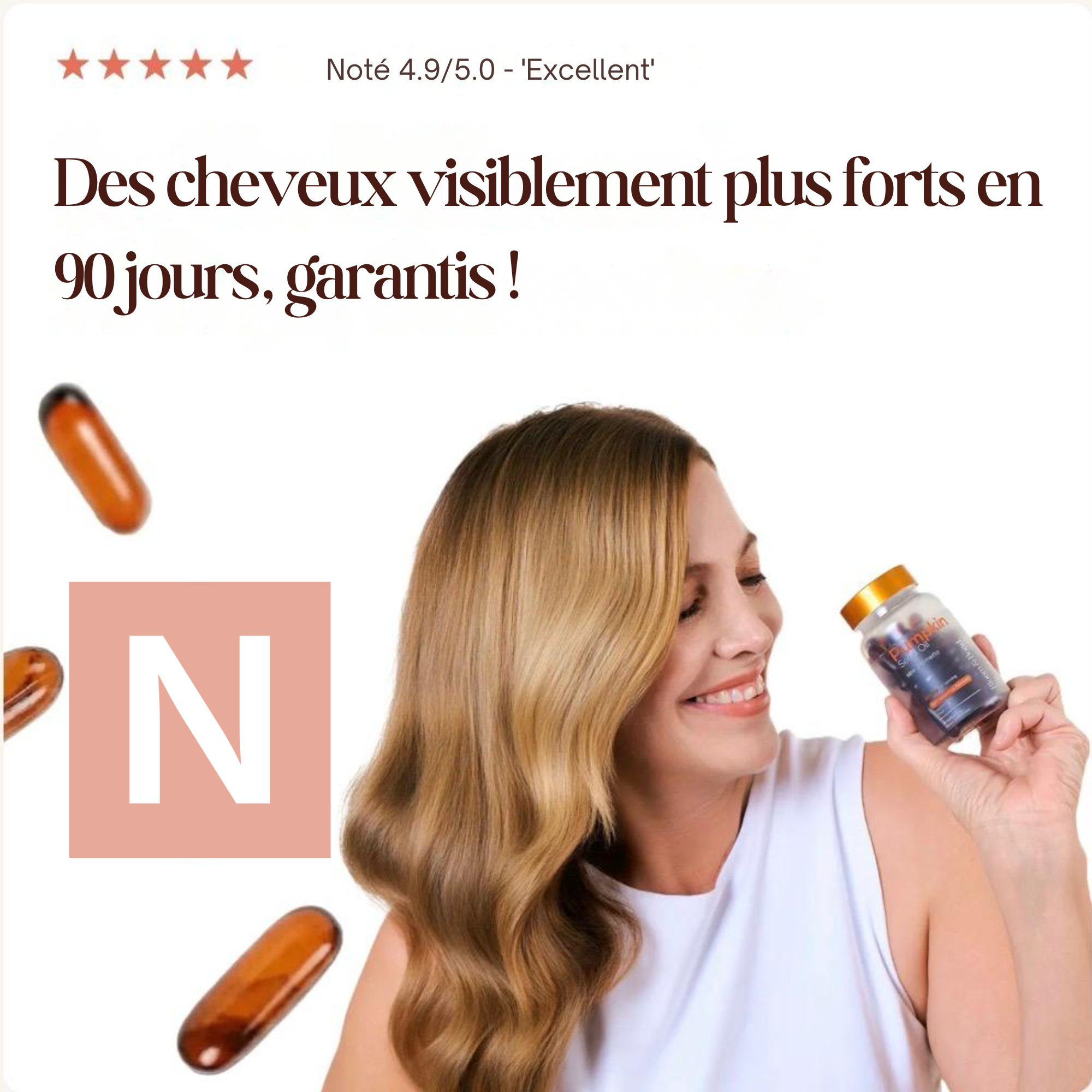 Gélules à l’huile de graines de courge – Cheveux forts & densité naturelle